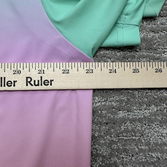 Sunday Swagger Polo Shirt Mens Large Green Purple Peach Ombre Gradient Golf - Picture 8 of 9